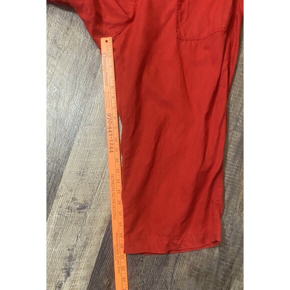 Lauren Ralph Lauren Womens Linen Crop Pants Wide Leg High Rise Red Beach Size 16 - Picture 11 of 12